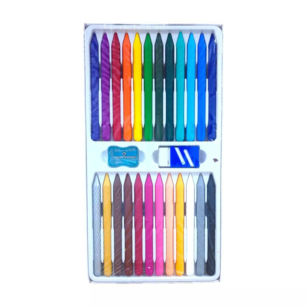 DOMS Opti Grip Plastic Crayons | Can Be Erased and Sharped | Bright and Vibrant Colors. Keep Fingers Clean and Non Messy | 24 Shades | Best For Return Gift