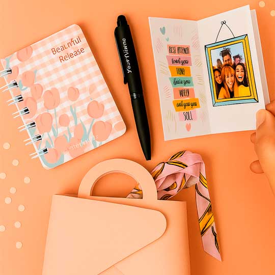 Friendship Day Gift Combo Hamper | Best Budget Gift | Customize Gift Pen | Greeting Card (Total Item 4) | Best Friends