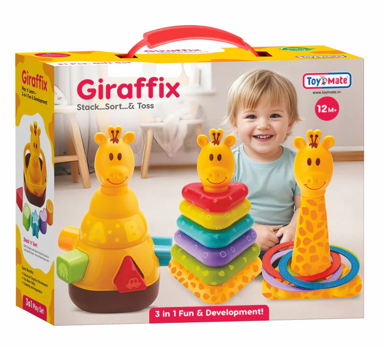 Toys Mate Giraffix – 3-in-1 Stack, Sort & Toss Toy for Toddlers (12M+)