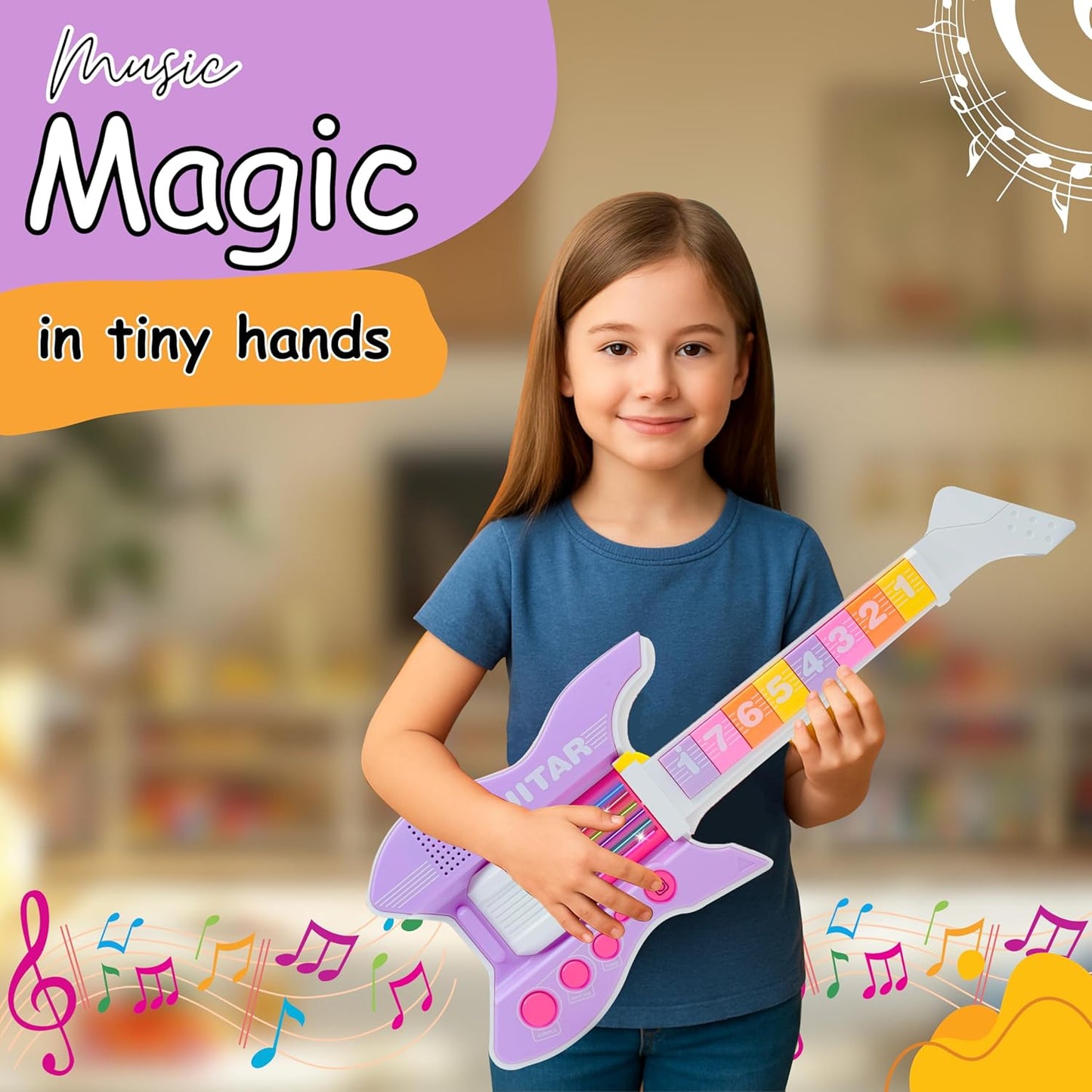 πΈ Sensor-String Musical Guitar With Mic (Kids Toy)