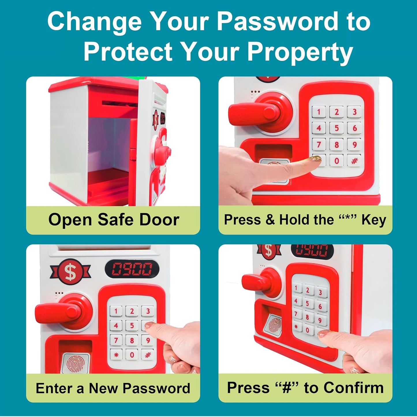 Electronic Fingerprint Money Safe for Kids – Automatic Bank note Insert | Password & Touch Sensor