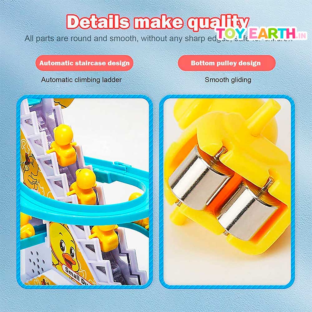 Musical Cute Duck Stairs | Cute Animal | Track Slide | Climb Stairs Toys | with 3 Yellow Cute Ducks| ToyEarth.in (2 x Cell Battery Include)