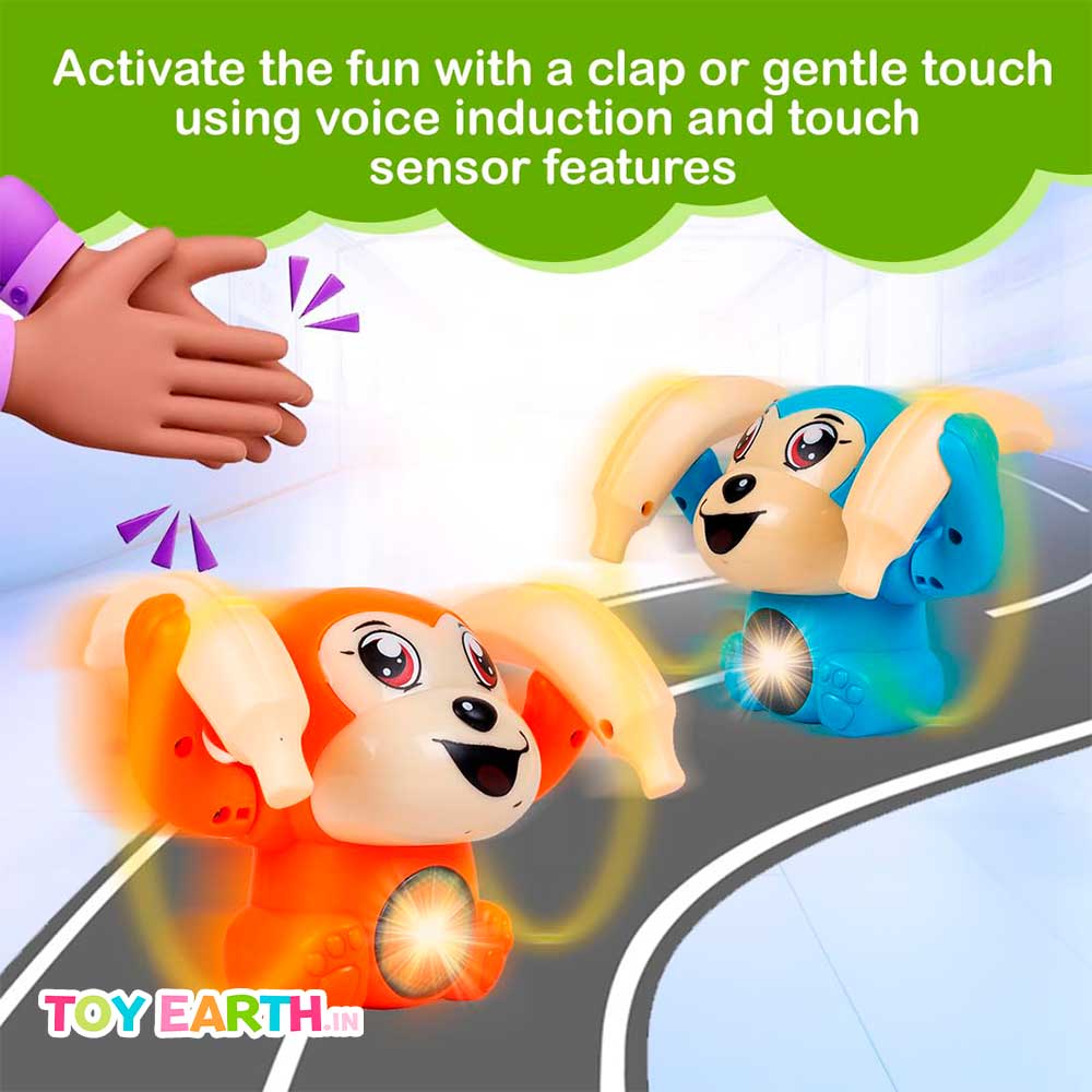 Musical Monkey | Banana Design | Dancing Spinning Rolling | Voice Activated | Tumble Monkey | Music Light | Sound Effects | With 3 x Cell Battery | ToyEarth.in