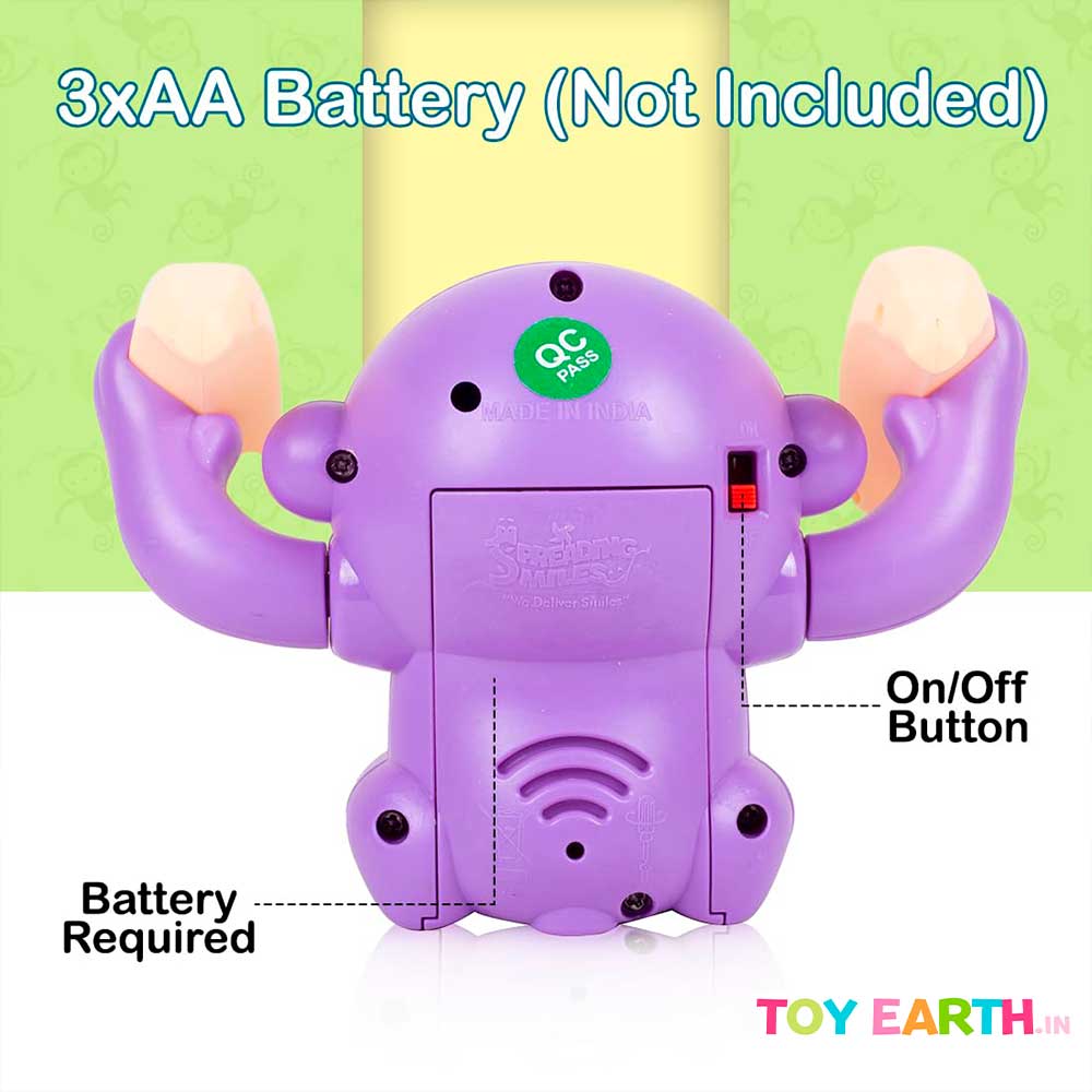 Musical Monkey | Banana Design | Dancing Spinning Rolling | Voice Activated | Tumble Monkey | Music Light | Sound Effects | With 3 x Cell Battery | ToyEarth.in