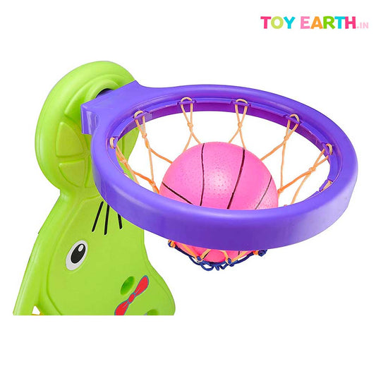 Toy Earth Toddler Slide for | Kids 3 to 10 Years | Indoor and Outdoor use | Dolphin Shape Kids Slider Along with One Basketball | Dolphin Slider | Play Tool