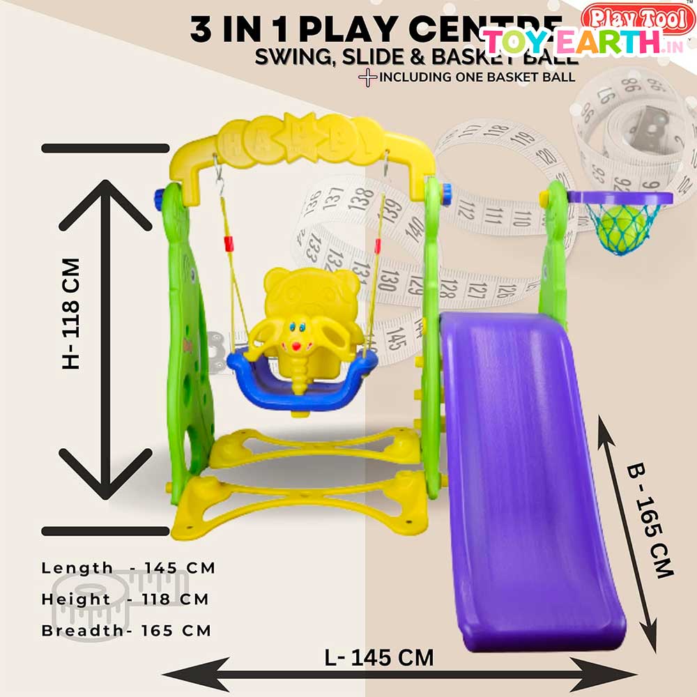 Toy Earth Toddler Slide Swing Jhula Combo | Kids 2 to 10 Years | Indoor and Outdoor use | Dolphin Shape Kids Slider And Swing Along with One Basketball | Dolphin Slider Swing Combo | Play Tool | ToyEarth.in