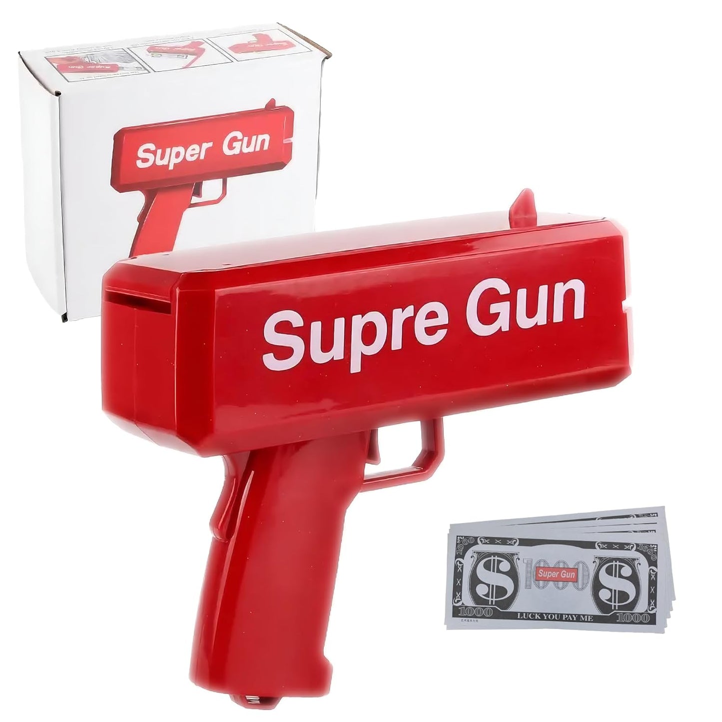 Electric Cash Cannon – “Super Gun” Money Sprayer with Fake Dollar Bills | Party & Event Toy