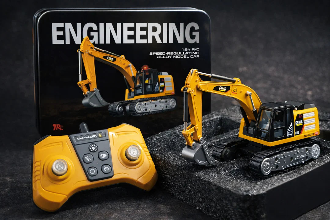 Heavy-Duty Desktop Engineering: 1:64 Scale Premium Die-Cast RC Excavator