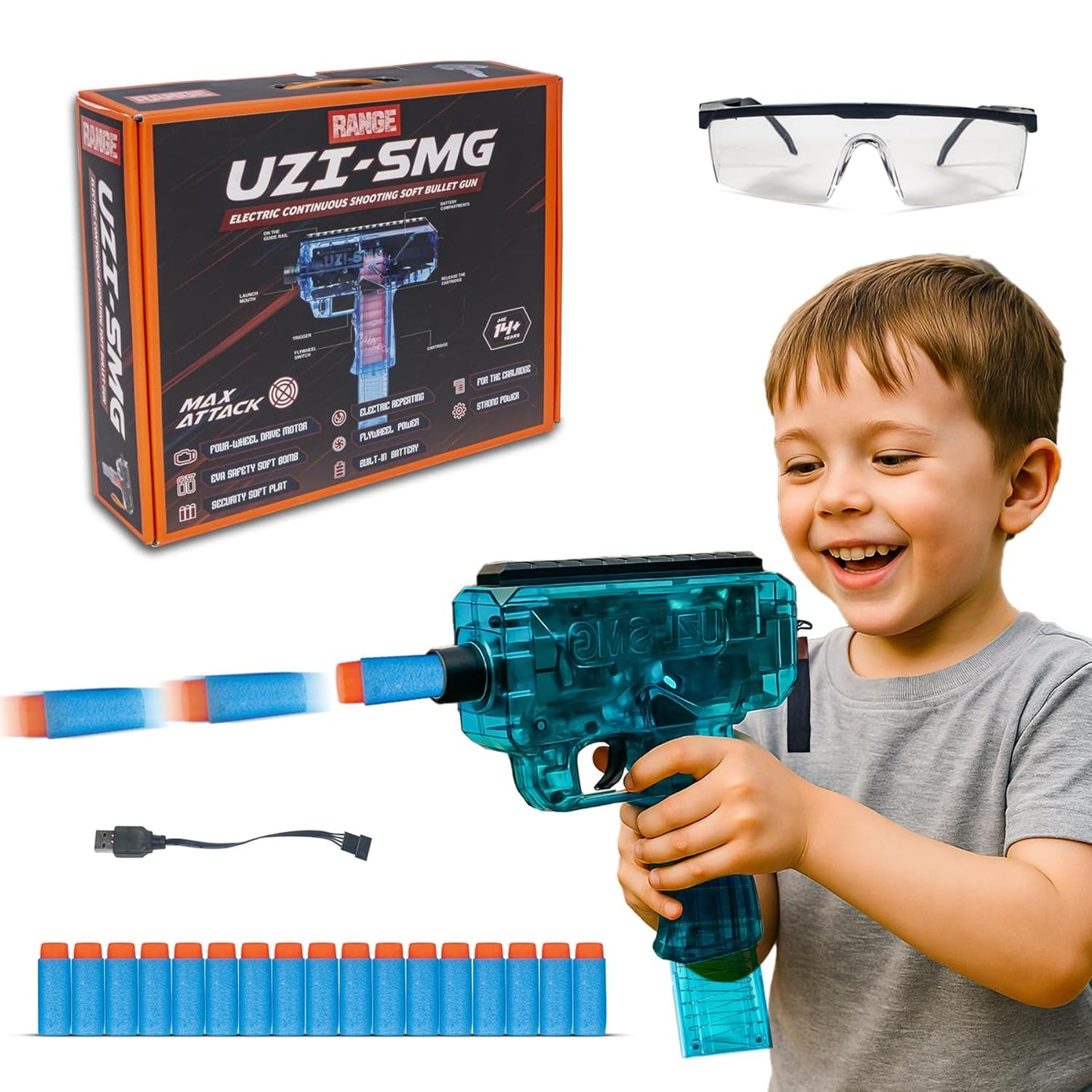 Uzi-SMG Automatic Foam Dart Gun | Soft Bullet Gun