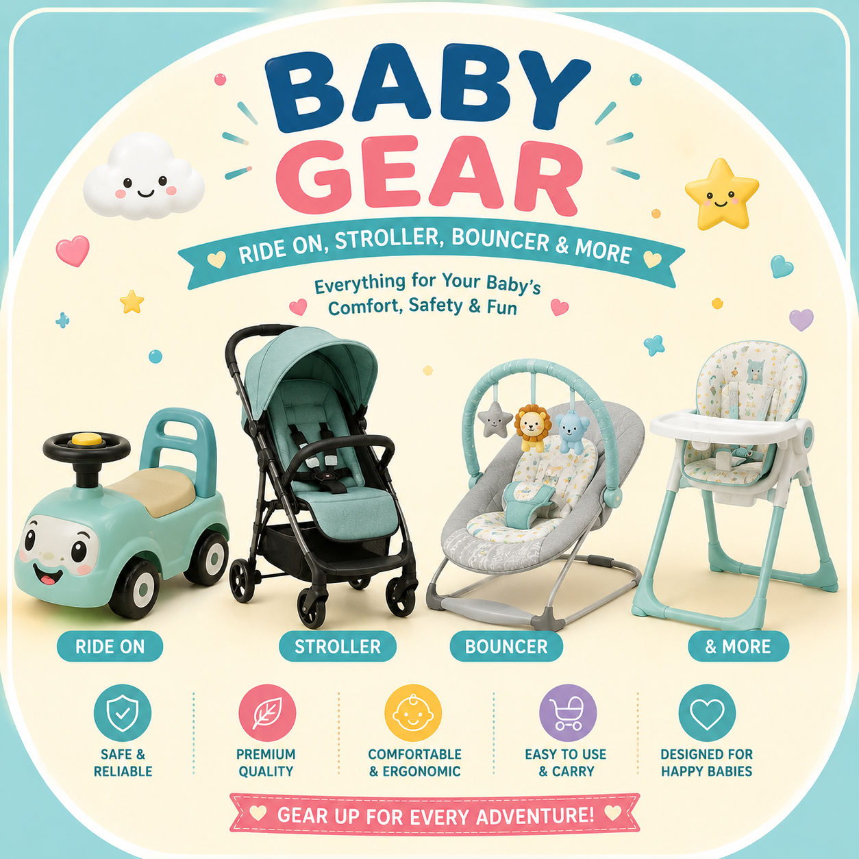 Baby Gear - Ride on, Stroller, Bouncer & More