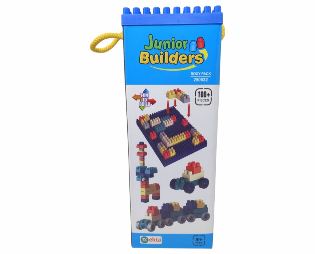 Junior Builders 100+ Pieces Educational Building Blocks Set – Creativity & Learning for Kids (3+ Years)