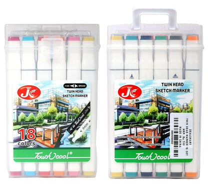 🎨 TouchCool Twin Head Sketch Marker – 18 Color Set | Best Choice