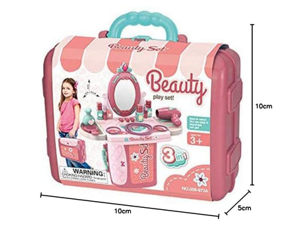 21-Piece Pretend Play Makeup Set Portable 3-in-1 Beauty Salon for Kids