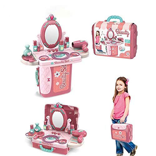 21-Piece Pretend Play Makeup Set Portable 3-in-1 Beauty Salon for Kids