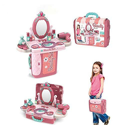 21-Piece Pretend Play Makeup Set Portable 3-in-1 Beauty Salon for Kids