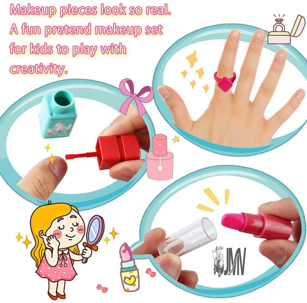 21-Piece Pretend Play Makeup Set Portable 3-in-1 Beauty Salon for Kids
