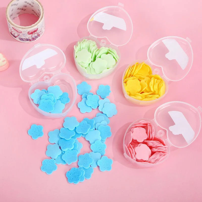 🫧 Mini Heart Box Paper Soap – Fragrant Travel Hand Wash Sheets (Pack of 3)