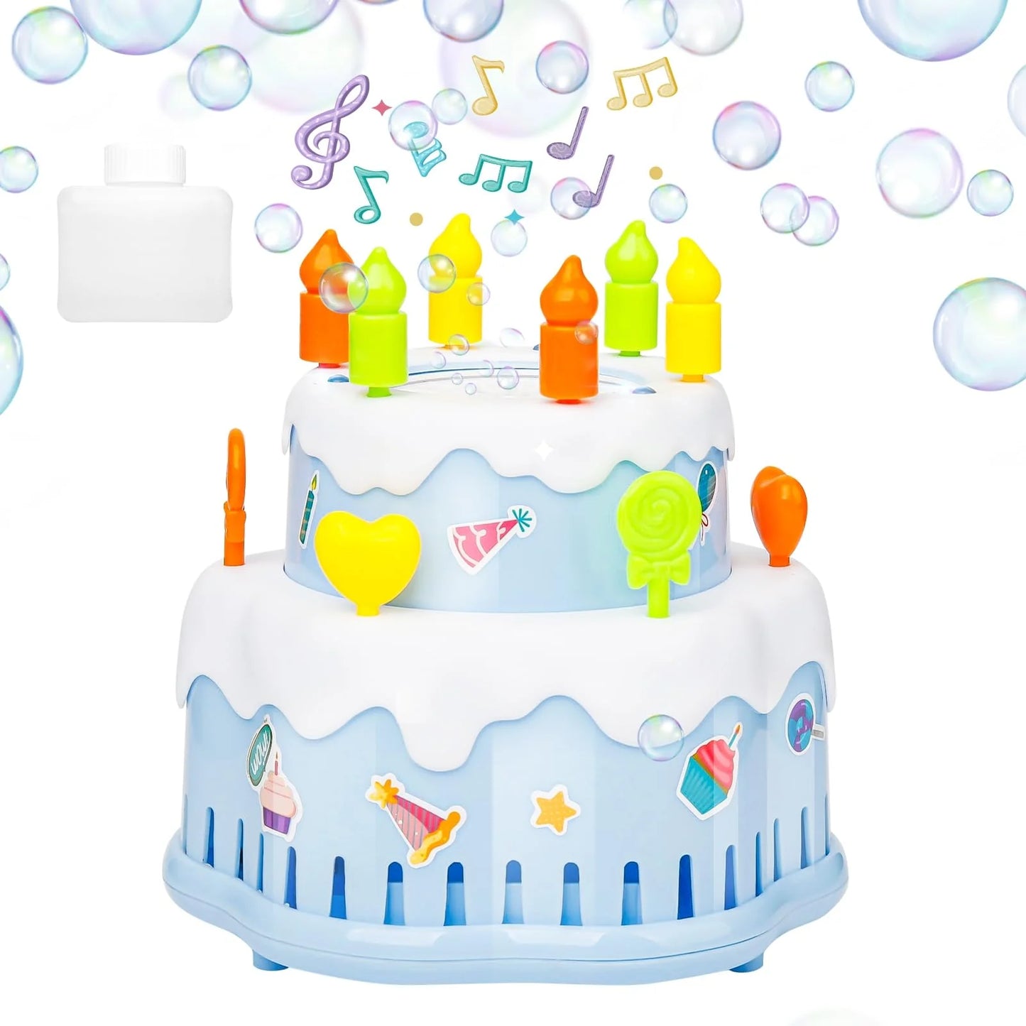 Birthday Cake Bubble Machine Toy – Music, Lights & Non-Stop Bubbles! 🎈