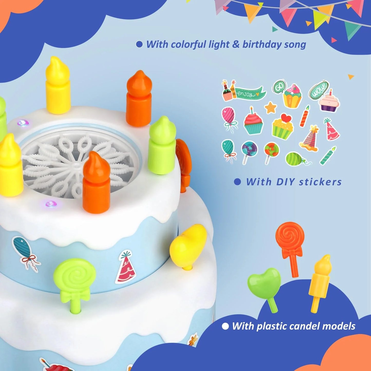 Birthday Cake Bubble Machine Toy – Music, Lights & Non-Stop Bubbles! 🎈