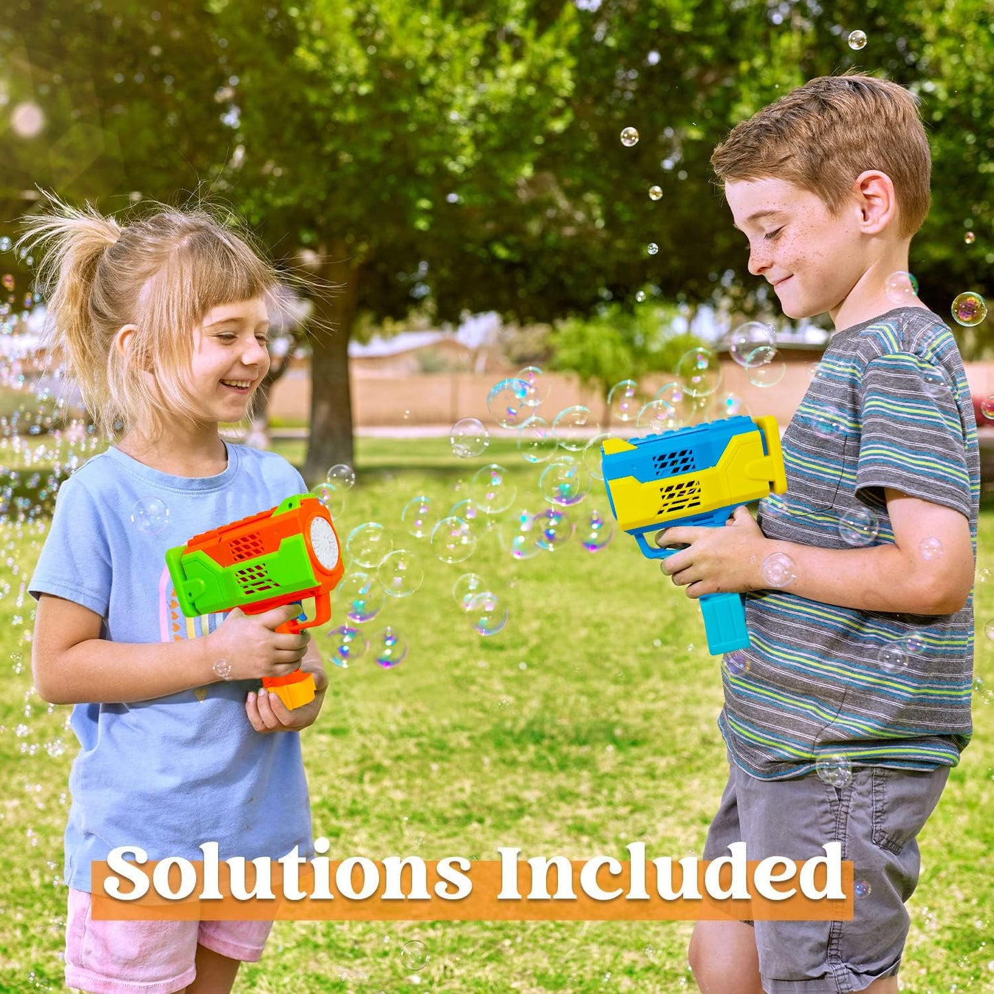 Rechargeable Bubble Gun Machine for Kids – LED Lights, Music & 2 Bubble Solutions Included | High-Output Bubble Blaster (Color May Vary)