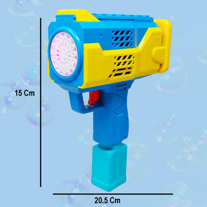 Rechargeable Bubble Gun Machine for Kids – LED Lights, Music & 2 Bubble Solutions Included | High-Output Bubble Blaster (Color May Vary)
