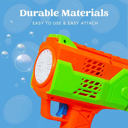Rechargeable Bubble Gun Machine for Kids – LED Lights, Music & 2 Bubble Solutions Included | High-Output Bubble Blaster (Color May Vary)