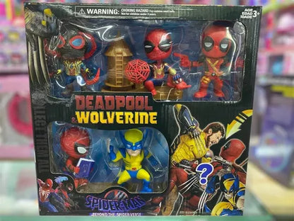 🌟 5-Piece Mini Hero Figure Set — Deadpool | Wolverine | Spider-Man