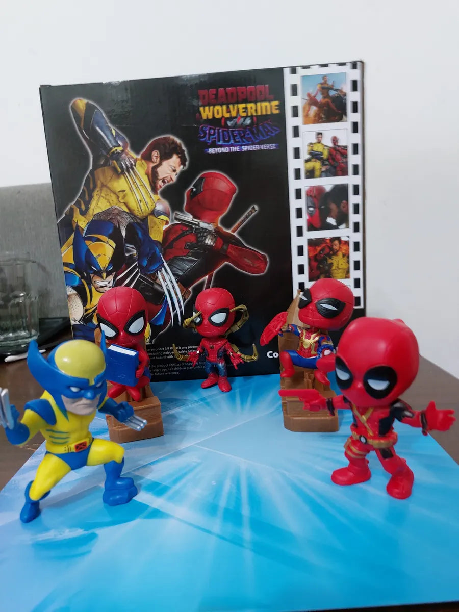 🌟 5-Piece Mini Hero Figure Set — Deadpool | Wolverine | Spider-Man