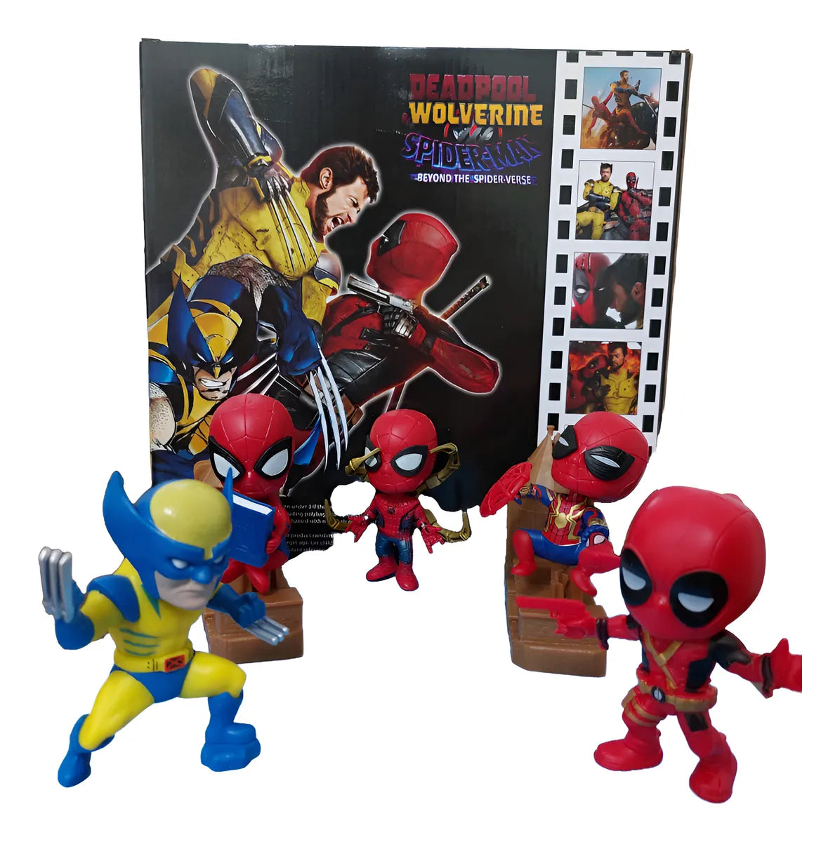 🌟 5-Piece Mini Hero Figure Set — Deadpool | Wolverine | Spider-Man