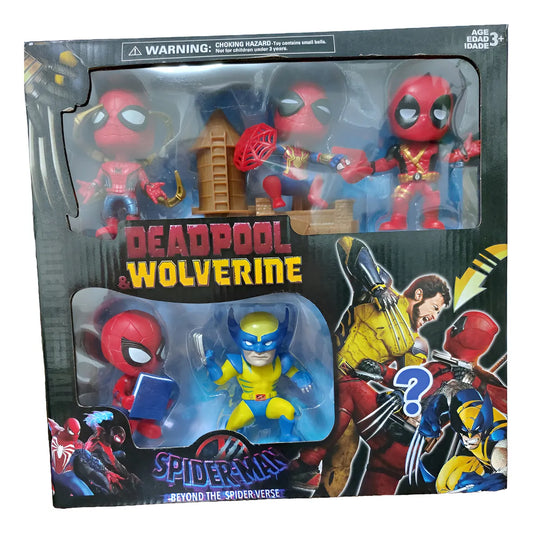 🌟 5-Piece Mini Hero Figure Set — Deadpool | Wolverine | Spider-Man