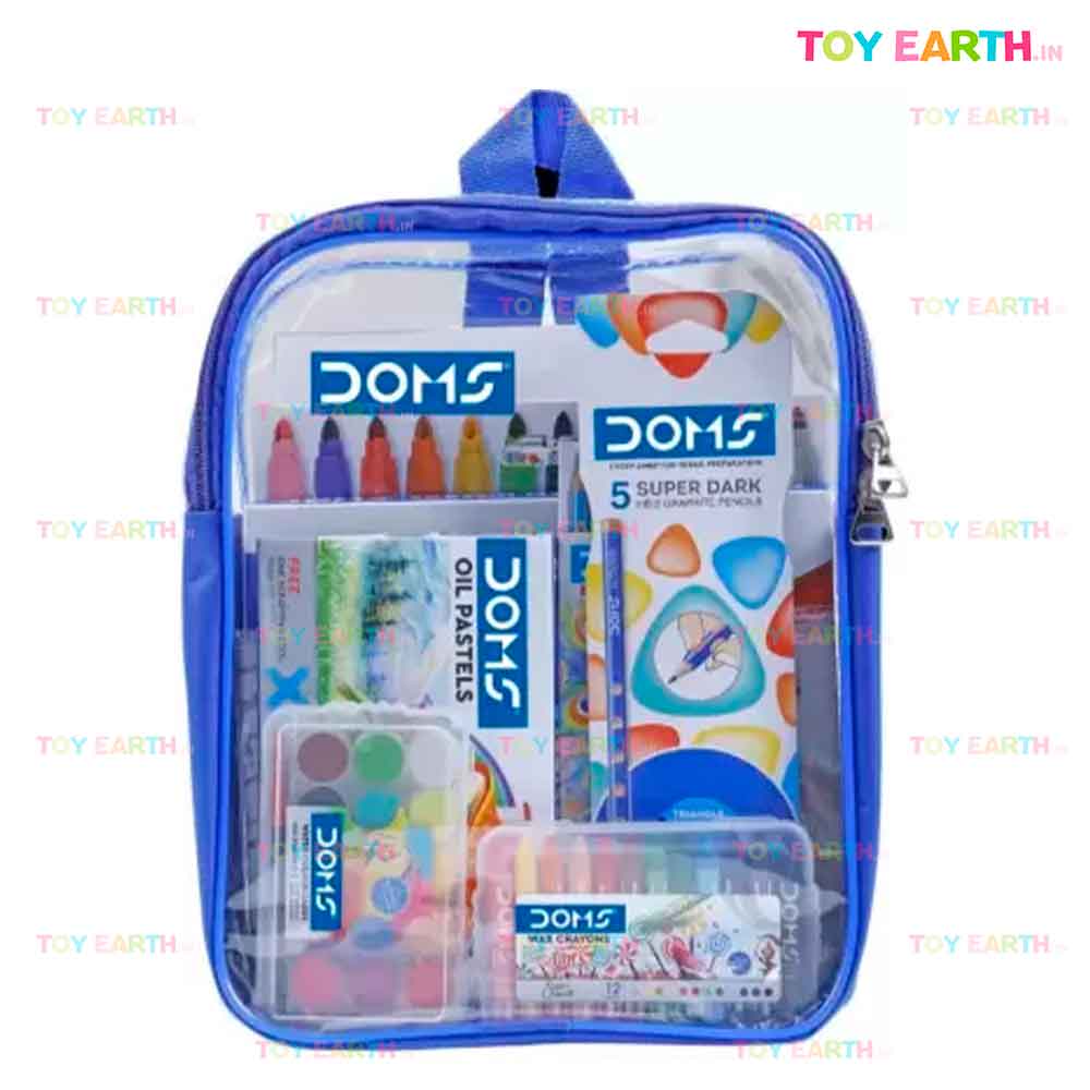 Doms Jonior Art Kit | Comes With Transparent Zipper Bag | Perfect Value  Pack | Kit For School Essentials | Gifting Range For Kids | Combination of  8 Stationery Items : Amazon.in: Home & Kitchen