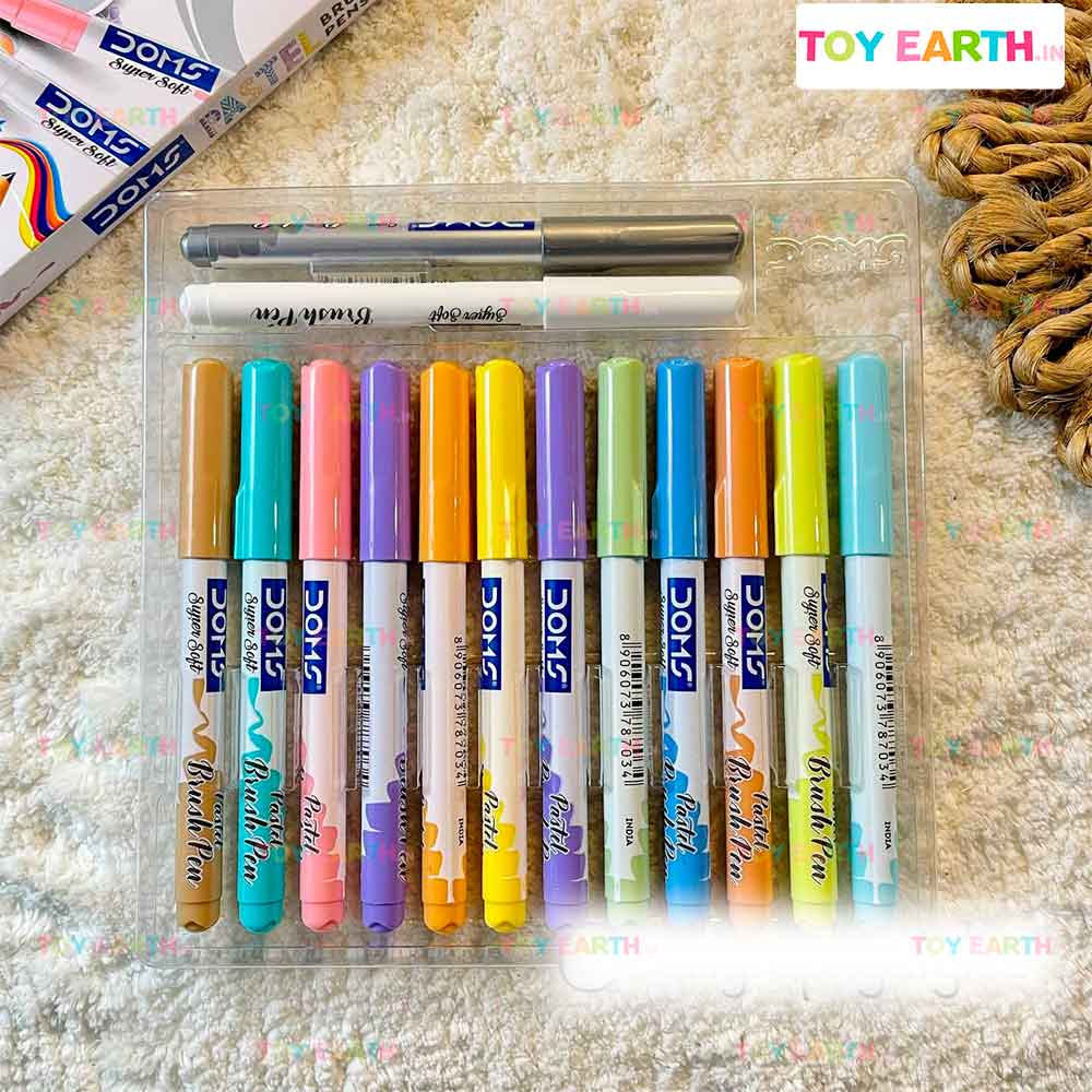 Flipkart.com | SHYAM DOMS Brush Pens 26 Shades (including golden+ silver)  BRUSH Like Nib Sketch Pen -