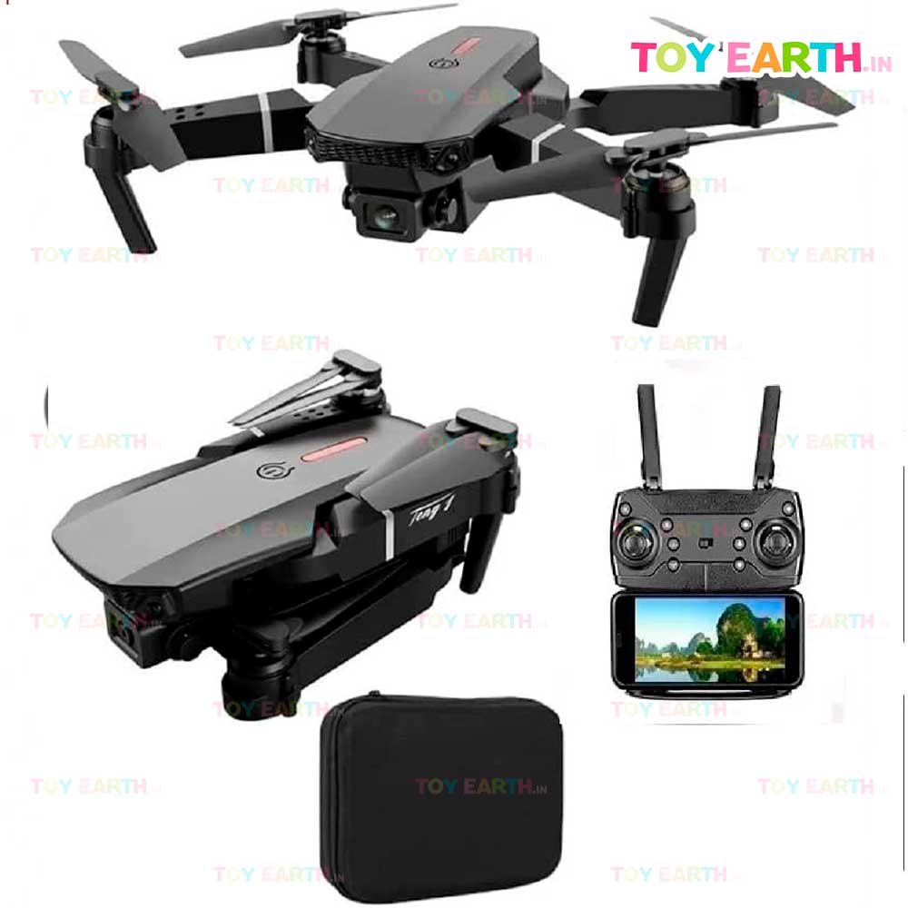 Toyz World E88 Pro Drone with Dual Camera, WiFi FPV 1080P + 720p HD Dual Foldable RC Quadcopter Altitude Hold, Headless Mode, Visual Positioning, Auto Return Mobile App Control, ToyEarth.in