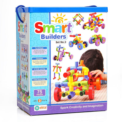 Smart Builders – 75 Pcs Construction Set (Set No. 3) | Creative Building Toy for Kids | STEM Learning Blocks