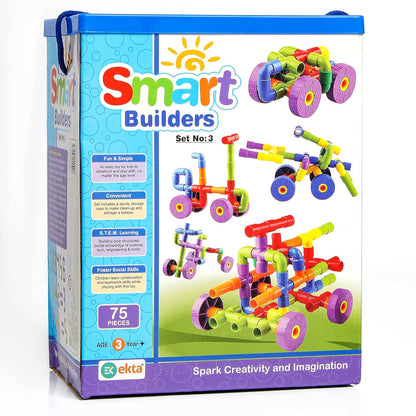 Smart Builders – 75 Pcs Construction Set (Set No. 3) | Creative Building Toy for Kids | STEM Learning Blocks