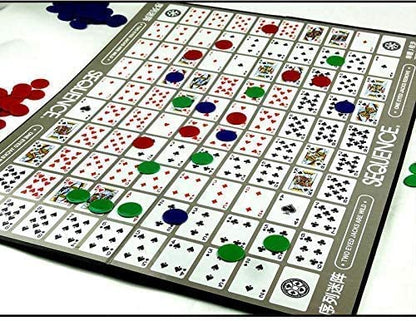 Sequence Board Game – Classic Strategy Card Game for Family & Friends | 2–12 Players | English & Arabic Instructions | Age 7+