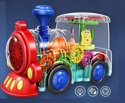 🚂✨ Transparent Gear Train Musical Toy — Light, Music & Motion Fun for Kids!