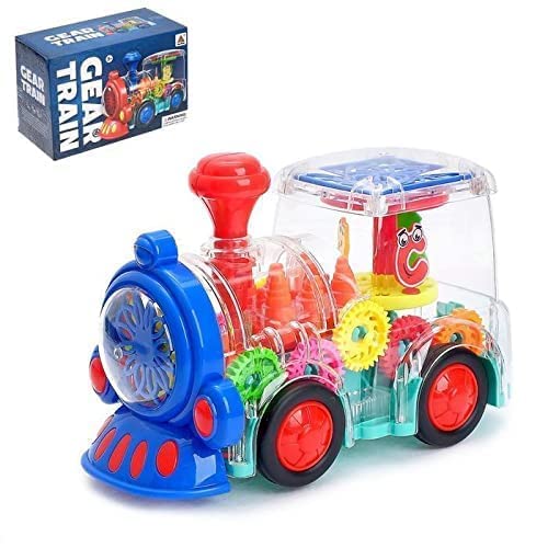 🚂✨ Transparent Gear Train Musical Toy — Light, Music & Motion Fun for Kids!