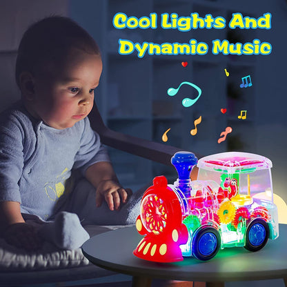 🚂✨ Transparent Gear Train Musical Toy — Light, Music & Motion Fun for Kids!