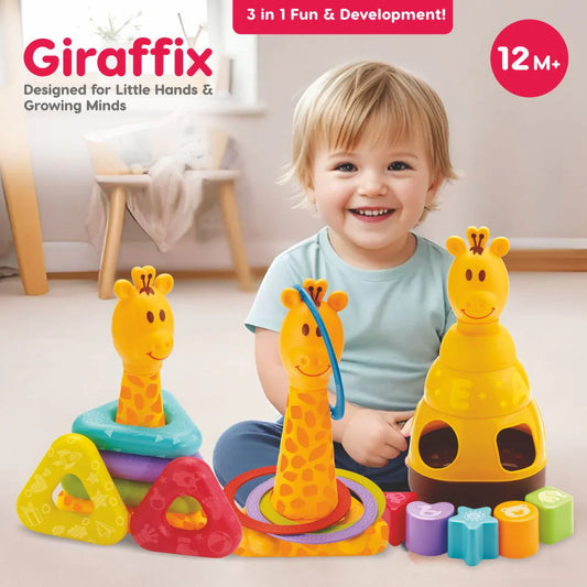 Toys Mate Giraffix – 3-in-1 Stack, Sort & Toss Toy for Toddlers (12M+)