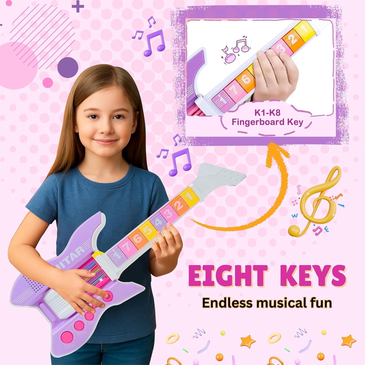 🎸 Sensor-String Musical Guitar With Mic (Kids Toy)