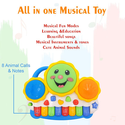 🎶 Kids Musical Keyboard Piano & Drum Toy – Light & Sound Learning Fun 🎶