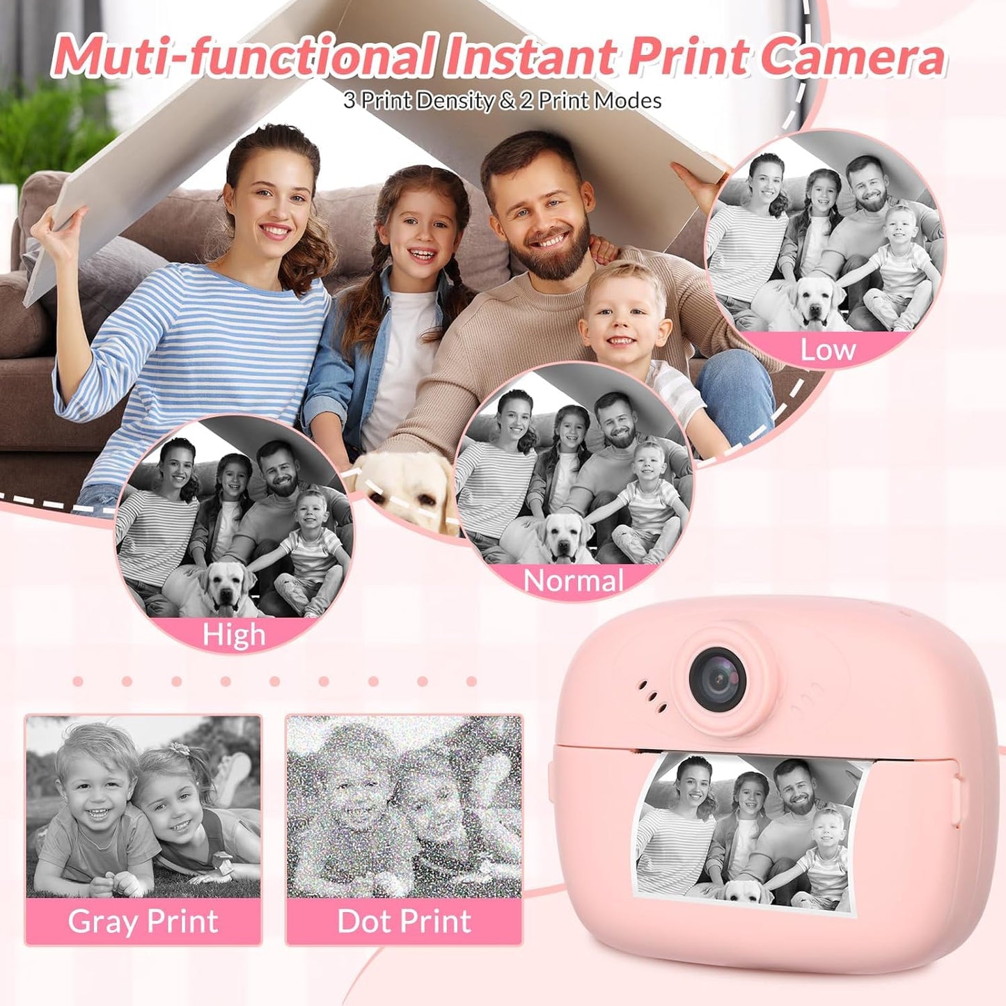 DIY Print Instant Camera | Black & White | Video Recording | MicroSD Support | Photo Save
