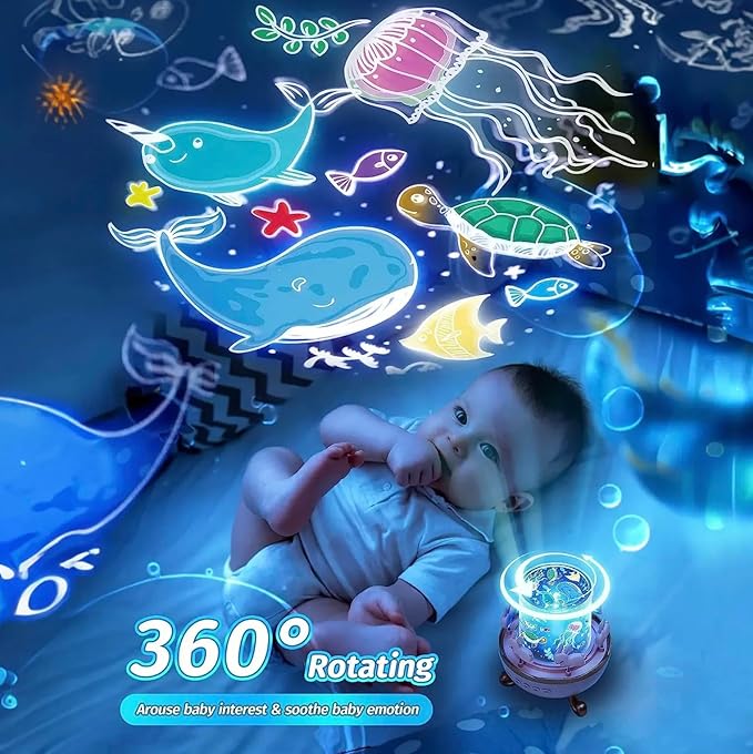 🌙 Rotating Bunny Night Light Projector with Music & 360° Starry Projection | Kids Room Lamp