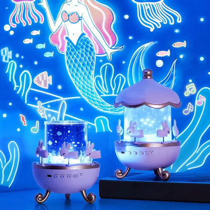 🌙 Rotating Bunny Night Light Projector with Music & 360° Starry Projection | Kids Room Lamp