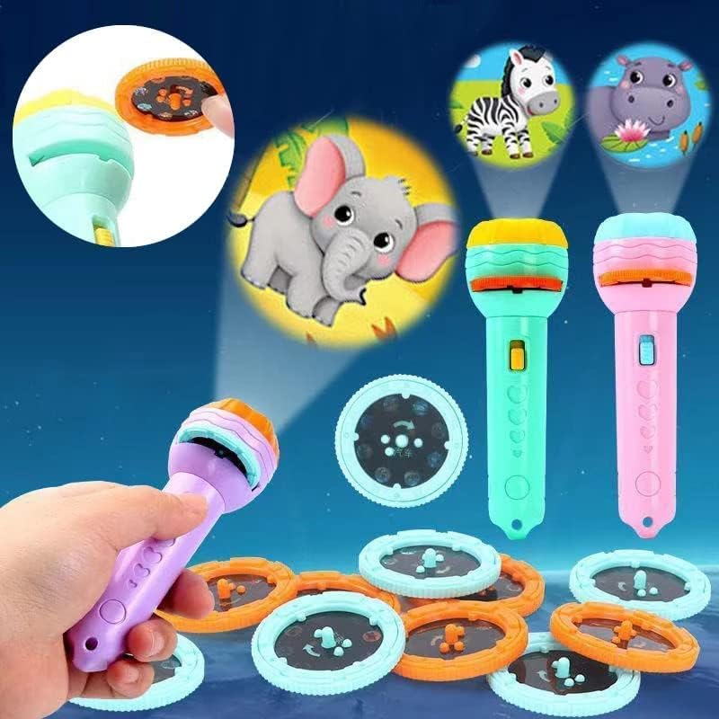 🦁 Kids Mini Projector Torch – Animal & Object Story Projection Light Toy
