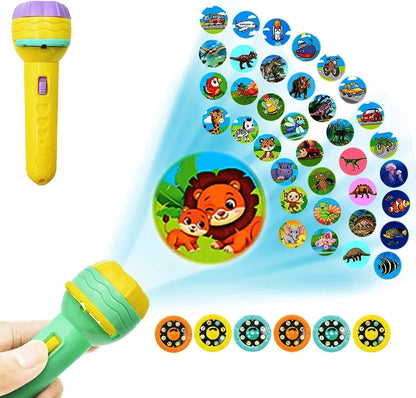 🦁 Kids Mini Projector Torch – Animal & Object Story Projection Light Toy