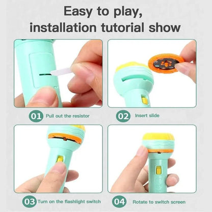 🦁 Kids Mini Projector Torch – Animal & Object Story Projection Light Toy