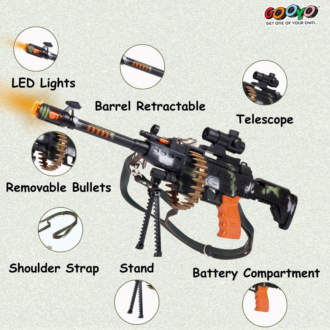 Kids Electronic Machine Gun Toy with Lights, Sound & Vibration