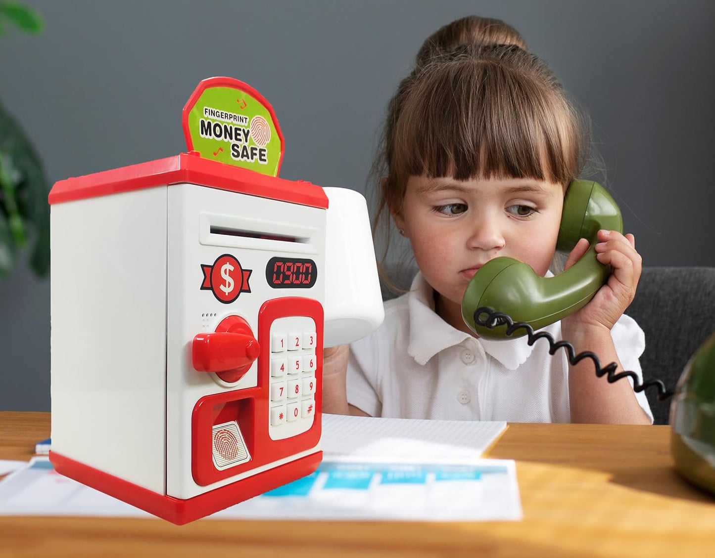 Electronic Fingerprint Money Safe for Kids – Automatic Bank note Insert | Password & Touch Sensor